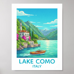 Reiseillustration des Lake Como in Italien im Vint Poster