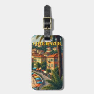 Reiseillustration im Vintage-Stil Côte d'Azur Gepäckanhänger