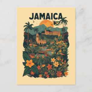Reiseillustration im Vintage-Stil Jamaika Feiertagspostkarte