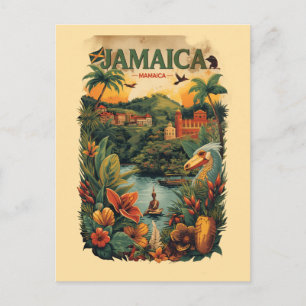 Reiseillustration im Vintage-Stil Jamaika Feiertagspostkarte