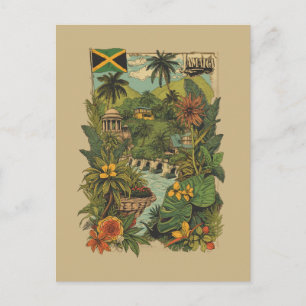 Reiseillustration im Vintage-Stil Jamaika Feiertagspostkarte