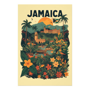Reiseillustration im Vintage-Stil Jamaika Fotodruck
