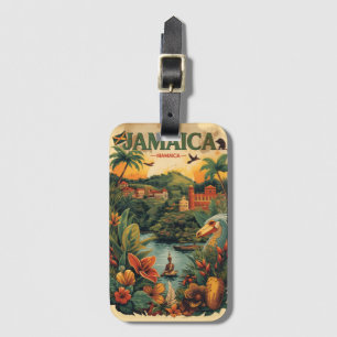 Reiseillustration im Vintage-Stil Jamaika Gepäckanhänger