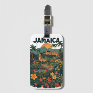 Reiseillustration im Vintage-Stil Jamaika Gepäckanhänger