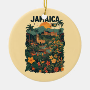 Reiseillustration im Vintage-Stil Jamaika Keramik Ornament