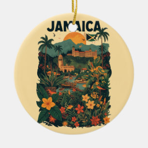 Reiseillustration im Vintage-Stil Jamaika Keramik Ornament