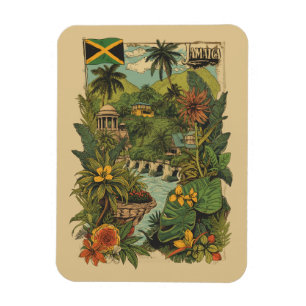 Reiseillustration im Vintage-Stil Jamaika Magnet