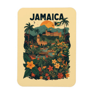 Reiseillustration im Vintage-Stil Jamaika Magnet