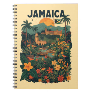 Reiseillustration im Vintage-Stil Jamaika Notizblock