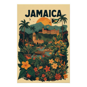 Reiseillustration im Vintage-Stil Jamaika Poster