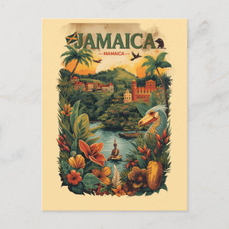 Reiseillustration im Vintage-Stil Jamaika Postkarte