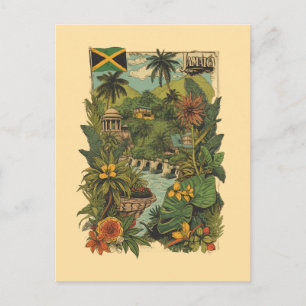 Reiseillustration im Vintage-Stil Jamaika Postkarte