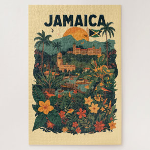 Reiseillustration im Vintage-Stil Jamaika Puzzle