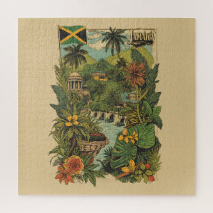 Reiseillustration im Vintage-Stil Jamaika Puzzle