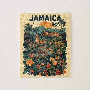 Reiseillustration im Vintage-Stil Jamaika Puzzle
