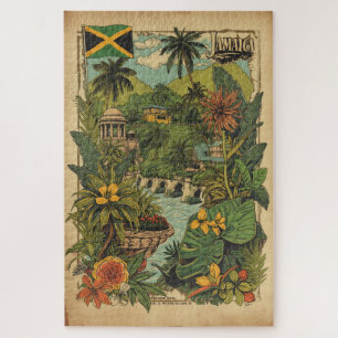 Reiseillustration im Vintage-Stil Jamaika Puzzle