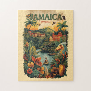 Reiseillustration im Vintage-Stil Jamaika Puzzle