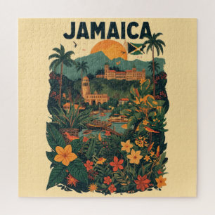 Reiseillustration im Vintage-Stil Jamaika Puzzle
