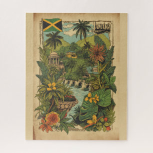 Reiseillustration im Vintage-Stil Jamaika Puzzle