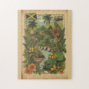 Reiseillustration im Vintage-Stil Jamaika Puzzle