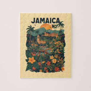 Reiseillustration im Vintage-Stil Jamaika Puzzle