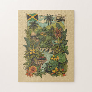 Reiseillustration im Vintage-Stil Jamaika Puzzle