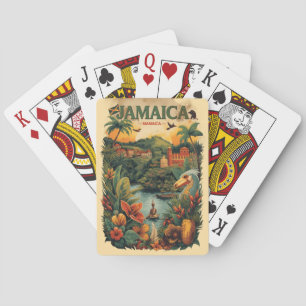 Reiseillustration im Vintage-Stil Jamaika Spielkarten