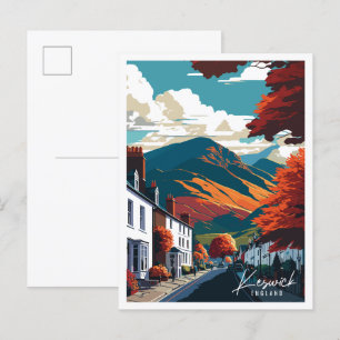 Reiseillustration im Vintage-Stil von Keswick, Eng Postkarte