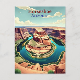 Reiseillustration Vintage Horseshoe Bend Arizona Postkarte