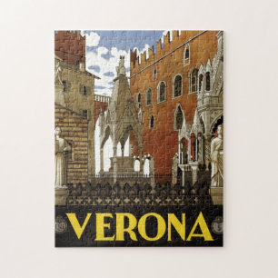 Reiseillustration Vintage Verona Italien Europa Puzzle