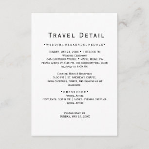 Reiseinformationen Karte für Destination Wedding