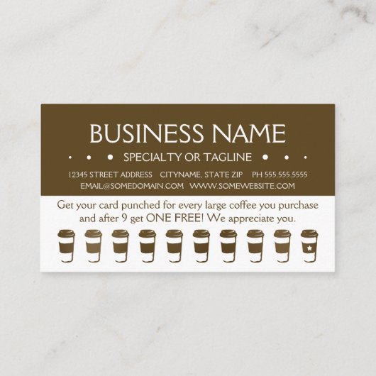 ReiseKaffeetasse-Loyalitäts-Lochkarte Treuekarte (Rückseite)