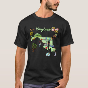 Reisekarte des US-Bundesstaates Maryland mit berüh T-Shirt