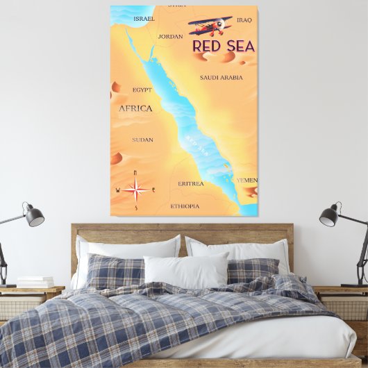 Reisekarte für das Rote Meer Leinwanddruck (Insitu (Schlafzimmer))