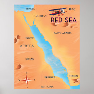Reisekarte für das Rote Meer Poster