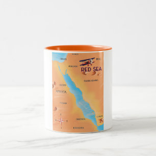 Reisekarte für das Rote Meer Zweifarbige Tasse