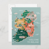 Reisekarte Irlands | Sehenswürdigkeiten und Städte Postkarte (Vorne/Hinten)