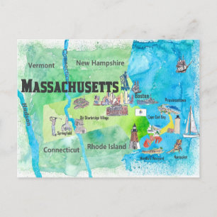 Reisekarte Massachusetts Postkarte