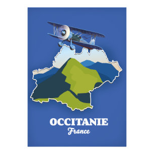 Reisekarte Occitanie Frankreich Fotodruck