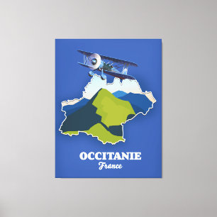 Reisekarte Occitanie Frankreich Leinwanddruck