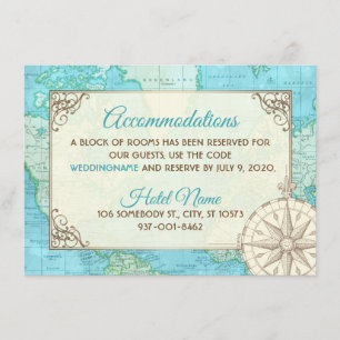 Reisekarten für Hochzeitsunterkünfte Einladung