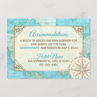 Reisekarten für Hochzeitsunterkünfte Einladung