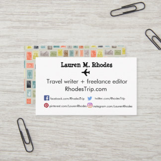 Reisekarten mit Stempel-Thema für Reisejournaliste Visitenkarte