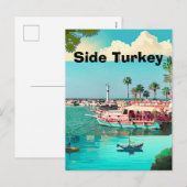 Reisekartenkunst Side, Türkei Postkarten Kunst (Vorne/Hinten)