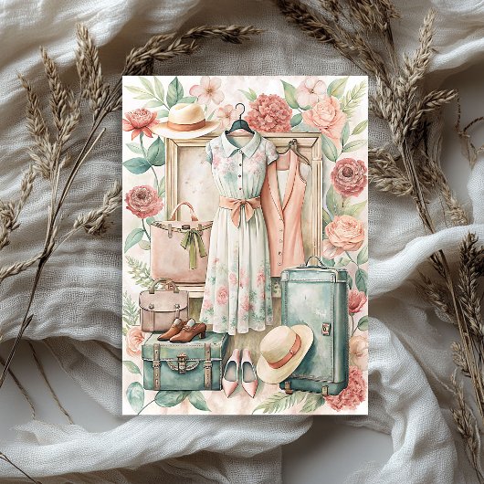 Reisekoffer für Vintage Sommerferien Seidenpapier