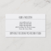 Reisekontaktkarten Schwarz-weiß Telefonnummerkarte (Rückseite)