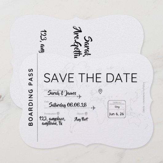 Reiseliebhaber Merke dir den Termin Bordkarte Save The Date (Vorne/Hinten)