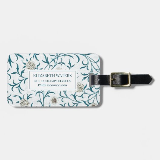 REISELUGGAGE TAG : WILLIAM MORRIS : FLORAL GEPÄCKANHÄNGER (Vorderseite horizontal)