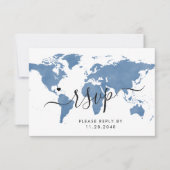 Reisemagazin World Map Blue RSVP Card (Vorderseite)