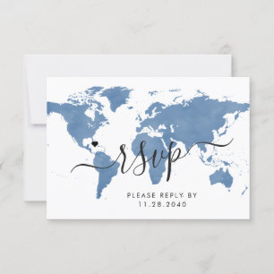 Reisemagazin World Map Blue RSVP Card